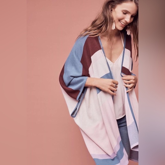 Plenty Tracey Reese Anthropologie Geometric Poncho XS/S - Picture 1 of 7